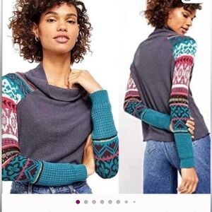 Free People Gray Prism Fair Isle Sweater Size Small